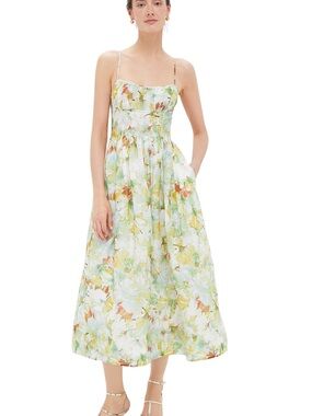 Cara Cara Alba Midi Dress Terra Blue Green Size 8 NWT